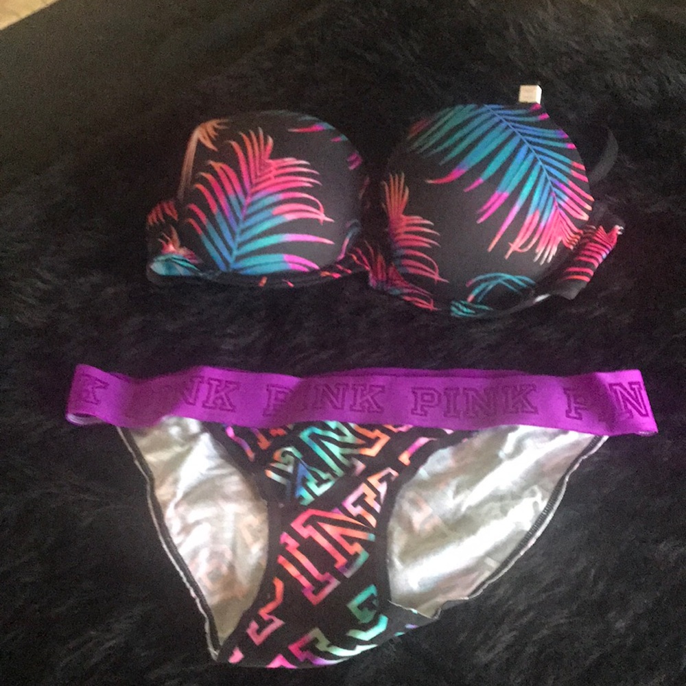Pink underwear and bra set
